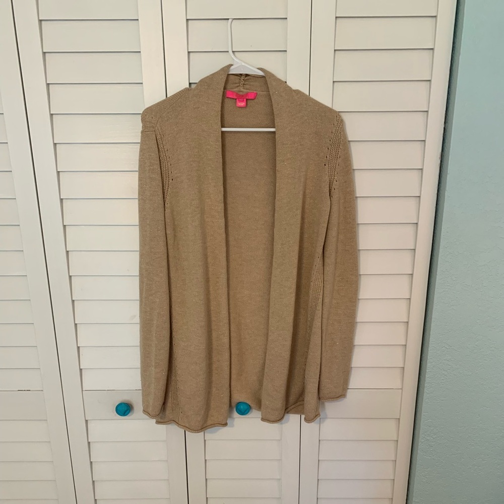 Lilly Pulitzer Cardigan Golden Tan Open Front Small